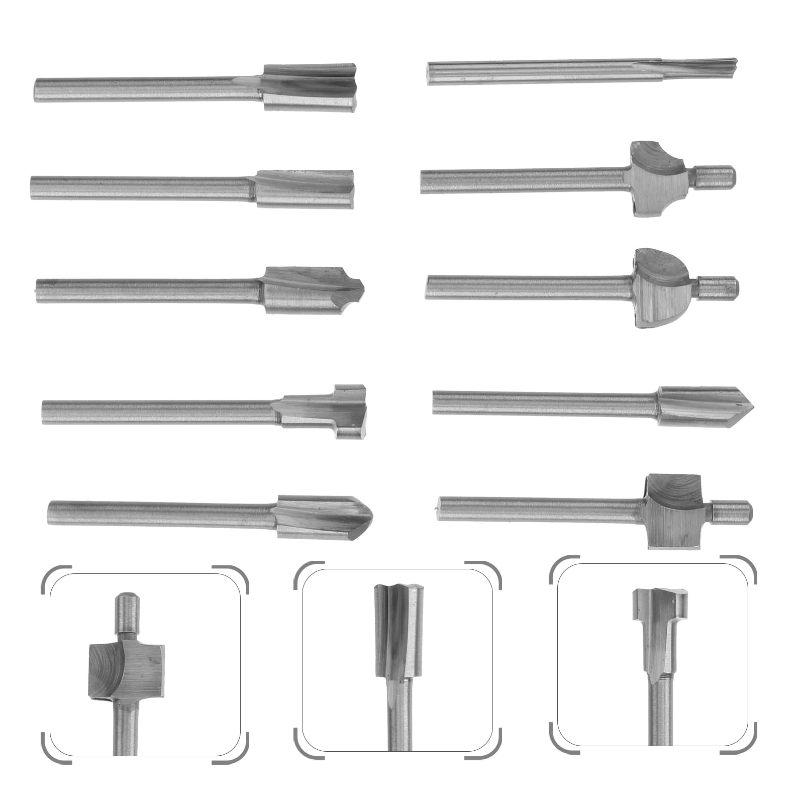 GARVALON 10Pcs Easy Cutting Carbide Router Bits for Professionals and DIY Enthusiasts 3mm