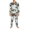 thumbnail image 4 of Bingfone Men'S Pajama Set 2 Piece Loungewear Pjs, Long Sleeve With Pajama Pants-Tractor And Dumper, 4 of 9