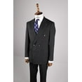 thumbnail image 2 of Men's Suit, Double Breasted Swallow Collar Fine Woven Black Suit, 2 of 4