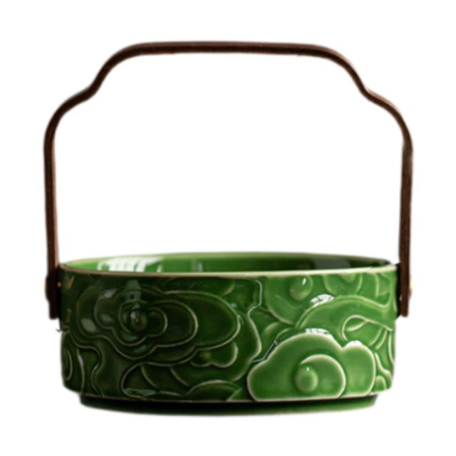 Cesta para servir alimentos, cesta de cerámica para frutas, bandeja para guardar alimentos, aperitivos, para mesa de fiesta en casa , Verde