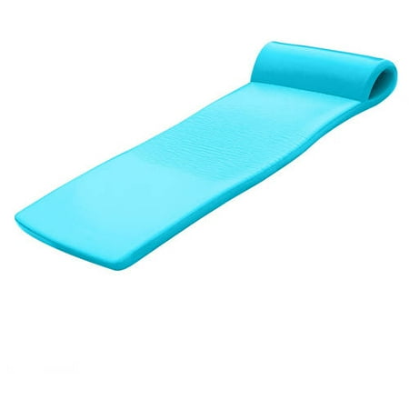 TRC Recreation Sunsation 1.75&rdquo; Thick Vinyl Coated Foam Swimming Pool Float Mat Adult Lounger with Built-In Roll Pillow, Tropical Teal