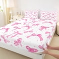 thumbnail image 3 of jejeloiu Cartoon Bowtie Twin Sheet Sets,Bow Bowknot Twin Fitted Sheet,Pink White Flat Sheet For Girl,Microfiber Room Decor,3pcs, 3 of 7