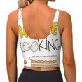 thumbnail image 4 of Goofa Home Cooking Printed Sports Bras for Women, High Impact Running Bra Workout Crop Tank Tops Longline Sports Bra Push up-X-Large, 4 of 9
