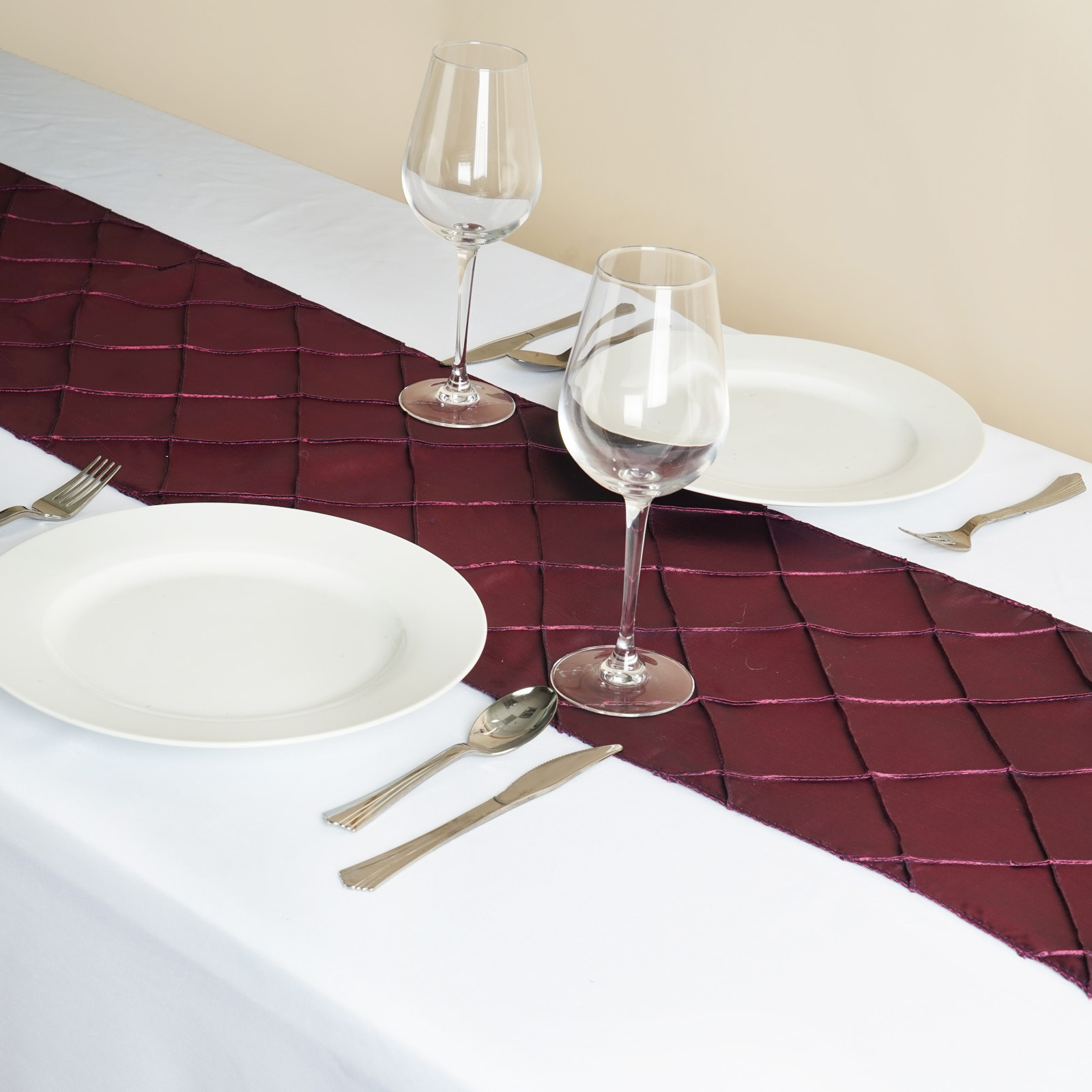 BalsaCircle 12" x 108" Fancy Pintuck Table Top Runner Wedding Party