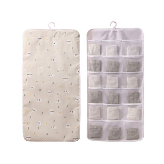 Wovilon Non-Woven Double-Sided Storage Bag Washable Wardrobe Multi-Pocket Bra Hanging Bag Door Rear Socks Storage Bag