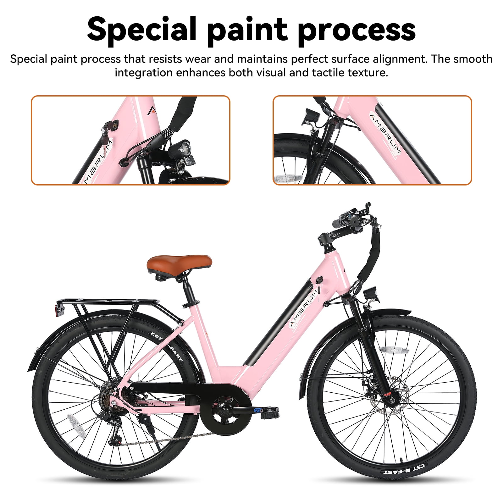 HILAND 26" Electric Bike for Adults with 500W Brushless Motor, 40Miles 20MPH Electric Mountain Bike with 36V 7.8AH Removable Battery UL2849,Pink