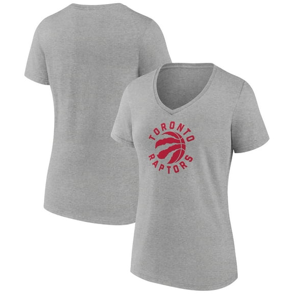 Women's Heather Gray Toronto Raptors Alternate Logo V-Neck T-Shirt