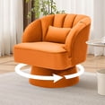 thumbnail image 6 of GARVEE 360° Swivel Barrel Chair,Velvet Accent Armchair  with Cloud-Like Padding & Modern Striped Backrest for Living Room,Bedroom & Office,Orange, 6 of 6