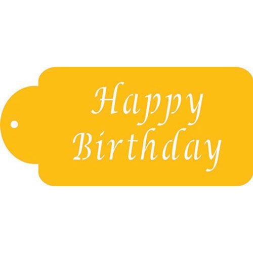 Designer Decorating Cake Stencil Happy Birthday, 3"H x 5"W in finished size