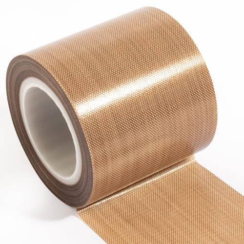 Teflon Tape, 2" x 33ft x 0.18mm High Temperature PTFE Coated Fiberglass Adhesive Tape 2 inch x 33 Feet 2 inch x 33 Feet