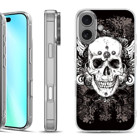 For iphone 16 Phone Case Cover, by OneToughShield - Grunge Skull