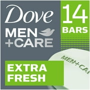 Dove Men+Care Body and Face Bar, Extra Fresh Scent, 4 Oz, 14 Ct
