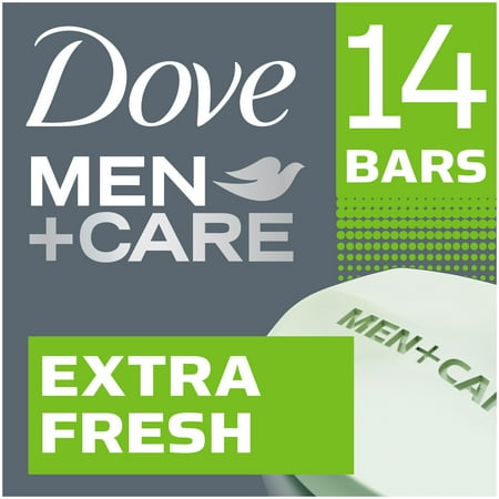 Dove Men+Care Body and Face Bar, Extra Fresh Scent, 4 Oz, 14 Ct