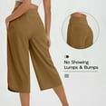 thumbnail image 5 of ZQUUVOU Women's Capris Pants Loose High Waist Elastic Pocket Side Slits Yoga Pants(Khaki,2XL), 5 of 8