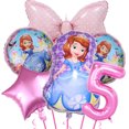 thumbnail image 3 of Decoración para fiesta de cumpleaños con temática de la Princesa Sofía de Disney, juego de vajilla de dibujos animados para fiesta de baby shower de niña, decoración con globos, suministros para event, 3 of 5