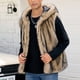 thumbnail image 1 of Ceisia Men's Loose Fit Faux Fur Hooded Vest with Vertical Stripe Texture Gift, 1 of 9