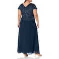 thumbnail image 4 of J Kara Robe Longue à Manches Volantées et Col Bénitier pour Femmes Petites, Marine/ombré, 14P, 4 of 4