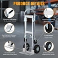 thumbnail image 3 of Kicctian Aluminum Folding Hand Truck & Heavy Duty Dolly Cart – 700LB Capacity – Convertible Utility Trolley – 10" Wheels – Ideal for Warehouse, Office, Construction, Factory, 3 of 8
