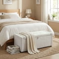 thumbnail image 2 of HOMCOM Storage Ottoman Bench, Ottoman with Wide Padded Seat, Cream White, 2 of 10