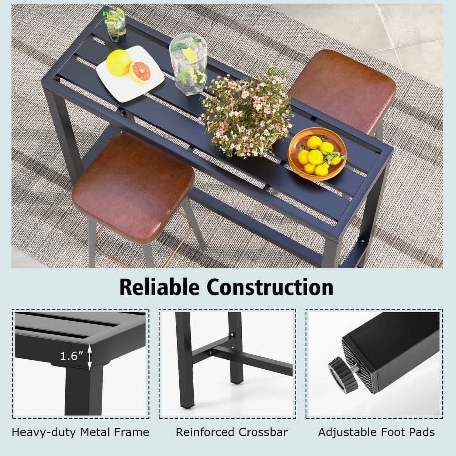 Aimee Lii Outdoor Bar Table with Waterproof Top and Heavy-duty Metal Frame, Outdoor Patio Furniture Aimee Lii Outdoor Bar Table with Waterproof Top and Heavy-duty Metal Frame, Outdoor Patio Furniture