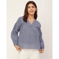 thumbnail image 2 of Moomaya Bohemian Cotton Long Sleeve Top - V Neck, Flowy Women's Boho Blouse, 2 of 9