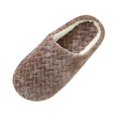thumbnail image 2 of 1pair Adults Unisex Jacquard Soft Sole Suede Non-Slip Indoor Cotton Slippers Winter Warmer Comfy Casual Shoes Slippers(Dark Brown 6.5-7.5), 2 of 2