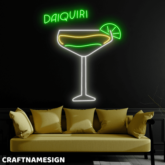 Craftnamesign Daiquiri Neon Sign, Bar Pub Wall Art, Home Bar Wall Decor