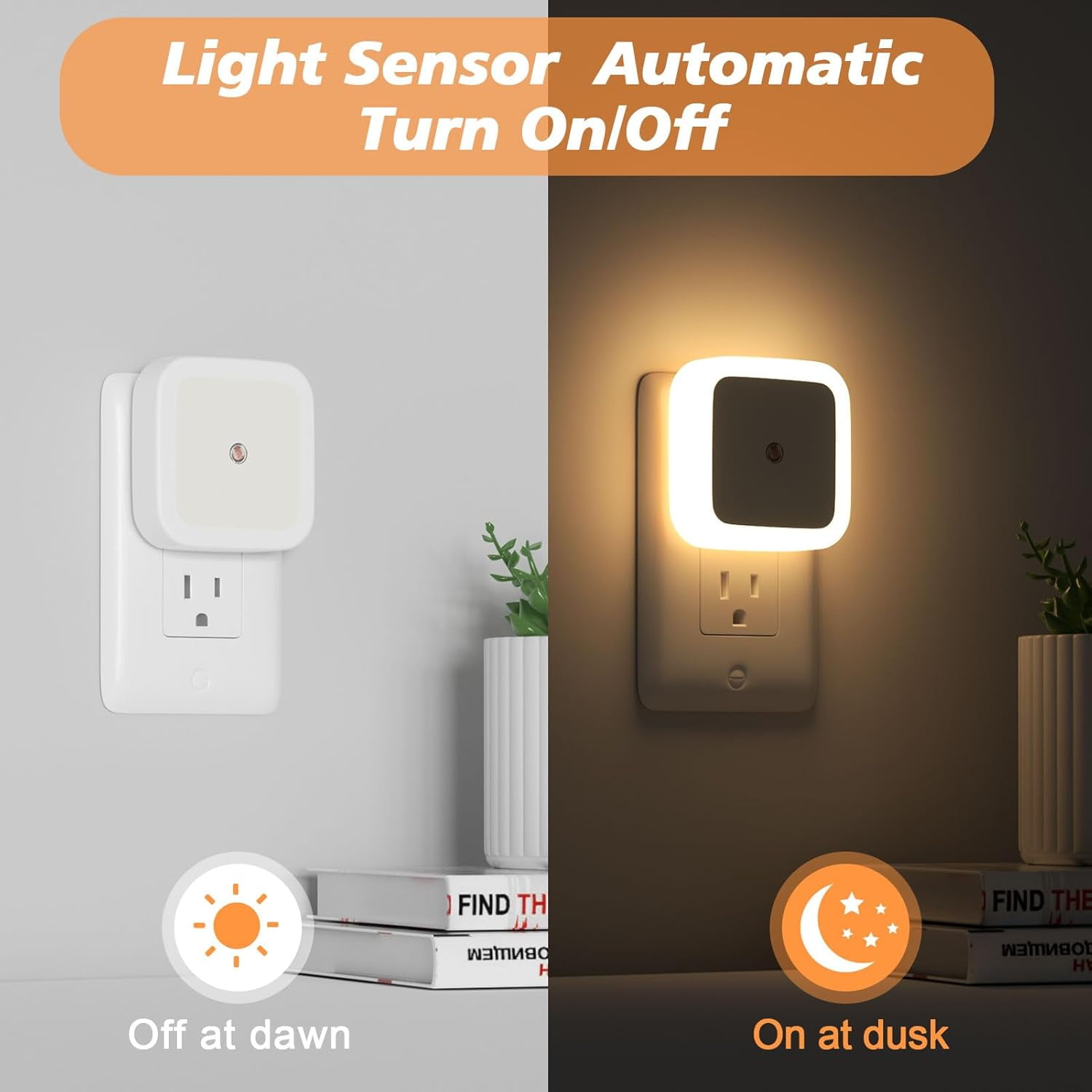 Night Light, Night Lights Plug into Wall 8-Pack, Nightlight Plug in Night Light, Dusk to Dawn Night Lamp Led (Warm White)