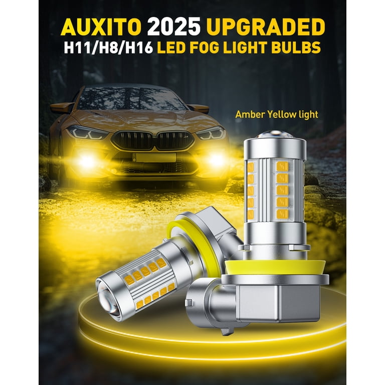 AUXITO 2X LED Driving Fog Light H11 H16 H8 6500K Super Bright Bulbs No