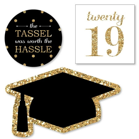 - Tassel Worth The Hassle - Gold - DIY Shaped 2019 Graduation Party Cut-Outs - 24 Count