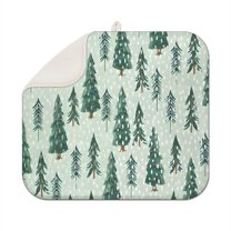 Light Green Christmas Tree Pattern Dish Drying Mat for Kitchen 1 Pack, Ultra Absorbent Microfiber Dishes Drainer Mats,16x18in(41x46cm)
