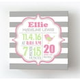 thumbnail image 1 of Personalized Canvas Birth Announcement Nursery Decor Gift, Lovebird Design, Custom Name, Date, Weight & Length, Unique Boys & Girls Baby Shower Wall Art Presents, Color Gray # 7, Size - 16x16, 1 of 5