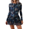 thumbnail image 2 of Minjewel One Piece Swimsuit Women Women's Long Sleeve Full Body Zip-Up Surfing Rashguard One-Piece Swimsuit Dive Suit for Swimming Snorkeling Spring Summer Water Sports Coffee XL, 2 of 6