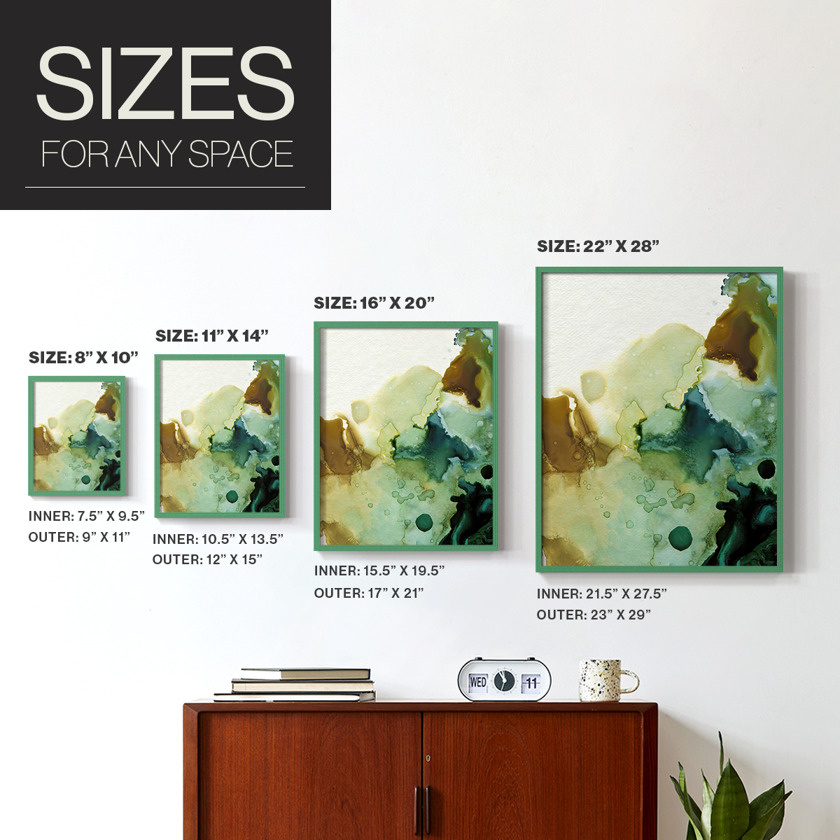 Water and Earth II Framed Print in Green Solid Wood 8 x 10 Framed Print