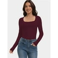 thumbnail image 6 of Womens Square Neck T Shirts Long Sleeve Tops Fitted Tees, 6 of 6