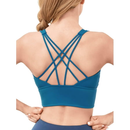 

As Rose Rich Strappy Sports Bra for Women Padded Athletic Yoga Bra S