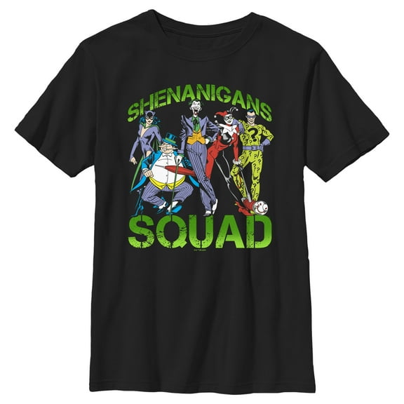 Boy's Batman St. Patrick's Day Shenanigans Squad Graphic Tee Black Small