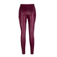 thumbnail image 6 of Idoravan Women's Plus Size Pants Womens Solid Pleated Leather Trousers Tight-Fitting Stretch Leggings Trousers Pants, 6 of 6