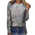 thumbnail image 2 of Azrian Womens Tops 2023,Women's Fashion Loose Long Sleeve Round-Neck Blouse Christmas Printing T-Shirt Tops Clearance Sale, 2 of 4