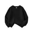 thumbnail image 1 of Chandail à Col Rond de Base pour Tout-Petits Enfants Bébés Garçons Filles, Chandail Molletonné à Enfiler, Chandail à Capuchon Uni pour Enfants, Manteau Hauts Noir 140/8 A-9 A, 1 of 1