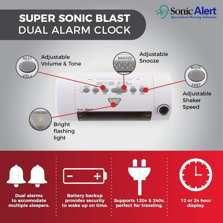 Sonic Alert SA-SB700WSS Blast Projection Bluetooth White Alarm