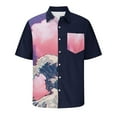thumbnail image 4 of CALAFEBILA Men's Hawaiian Shirt Casual Button Down Tropical Print Short Sleeve Holiday Beach Shirts Loose Fit Summer Mens Tops, 4 of 5