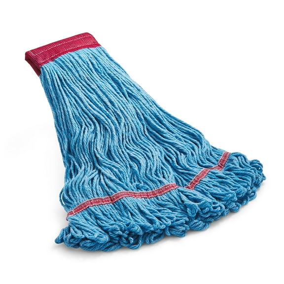 Staples COASTWIDE Looped-End Wet Mop Head Large Recycled Blend 5" Headband Blue CW57750