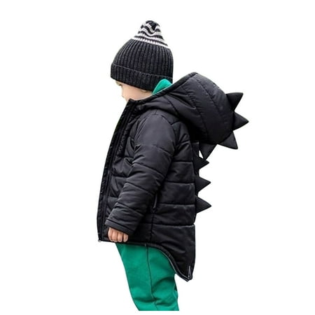 

ZHUASHUM Toddler Kids Baby Girls Boys Warm Soft Coat Long Sleeve 3D Dinosaur Hooded Jacket Winter Coat Outerwear