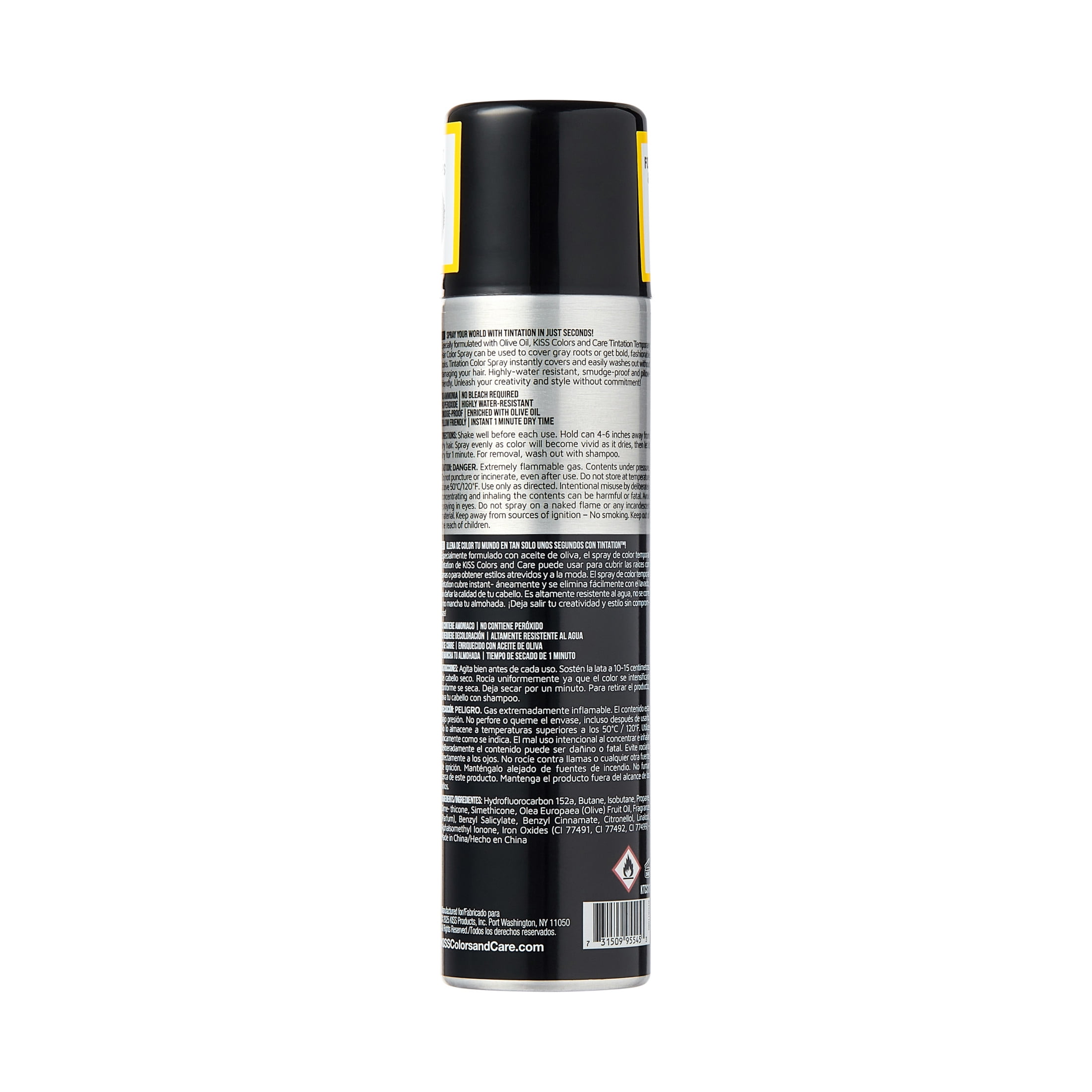 Kiss Colors & Care Tintation Hair Color Spray, Jet Black, 4.25 oz