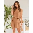 thumbnail image 2 of Womens Summer 2 Piece Outfits Vacation Casual Trendy Shorts Matching Sets Sleeveless Casual Linen Outfits 2024, 2 of 6