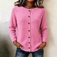 thumbnail image 2 of cocolona Womens Solid Color Sweater Cardigan Button Down Crew Neck Plus Size Knit Cardigan Loose Casual Soft Basic Sweater Sizes XS-4XL, 2 of 5