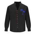 thumbnail image 5 of Black Man Collared Neck Faux Gauze Linen T Shirts Lounge Button Tee Tops for Man Long Sleeve Print Fall Summer Tee Shirt 2026 Clothing XXL, 5 of 6