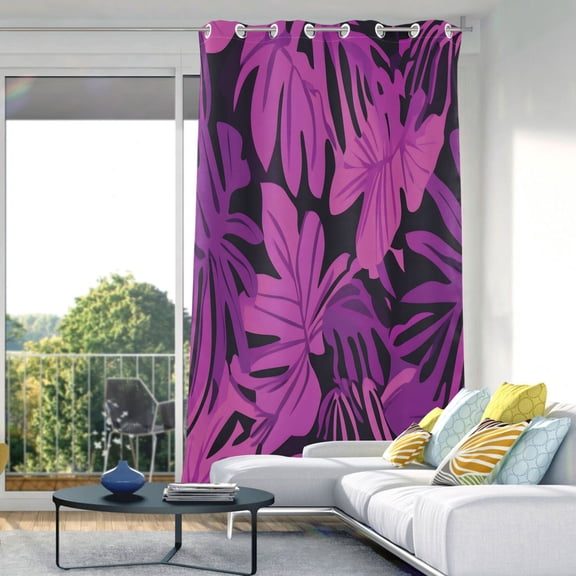 Tropical Leaf-n2 Blackout Curtains 84"x52" Thermal Insulated Curtain 1 Panel