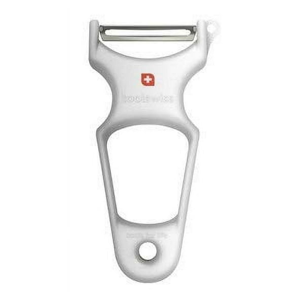 Toolswiss Y Shaped Vegetable Peeler | Extra Sharp Stainless-Steel Blade, Thick Plastic Handle, Ergonomic and Easy to Grip, For Most Fruits and Vegetables, Made in Switzerland, Dishwasher Safe, White